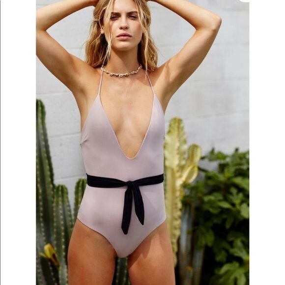 Tavik Contrast Waist Tie Swimsuit - Picture 1 of 5